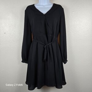 Banana Republic Black Long Sleeve Wrap Dress 8 | Workwear Cocktail Party Evening